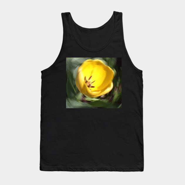 Altered Yellow Tulip Flower Design Tank Top by Prairie Ridge Designs